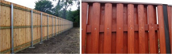 Деревянный забор на металлических столбах своими руками: пошаговая инструкция + фото