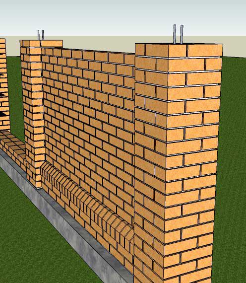 Столбы и забор из кирпича своими руками: пошаговая инструкция