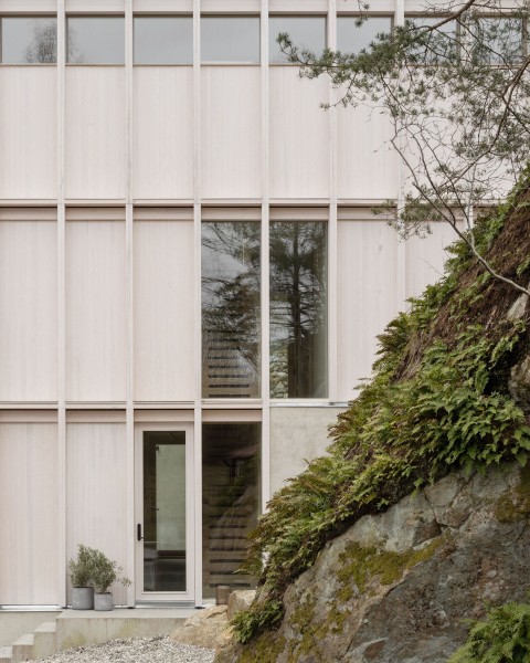 Деревянная резиденция, встроенная в скалистый склон Деревянная резиденция, встроенная в скалистый склон